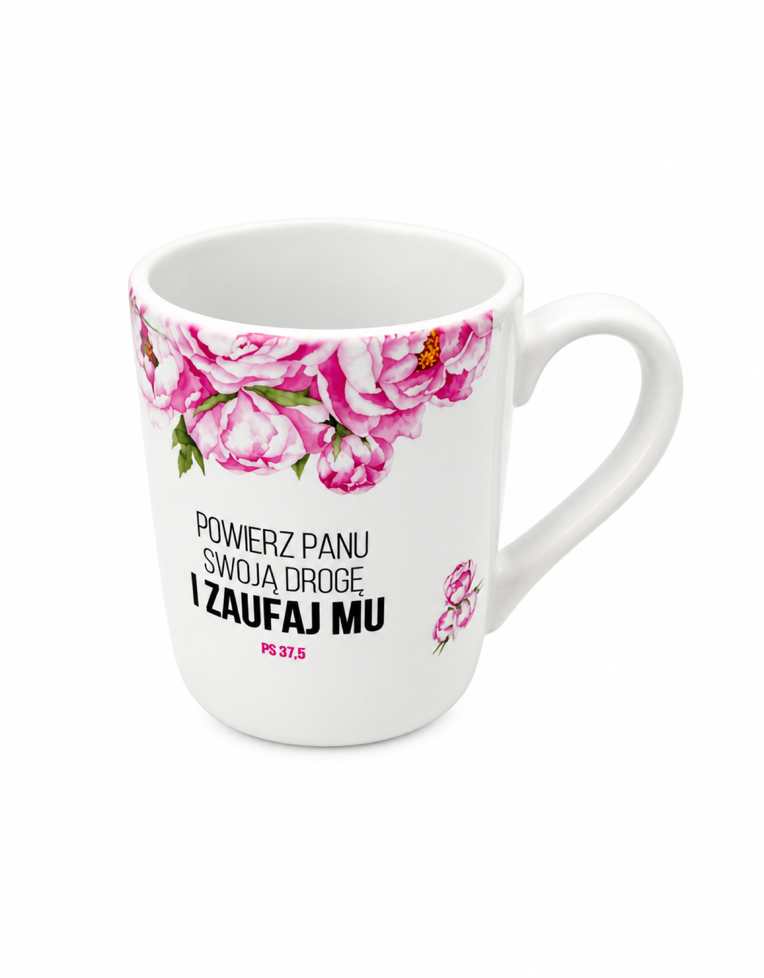 Kubek Zaufaj Mu z cytatem z Psalmu 37,5