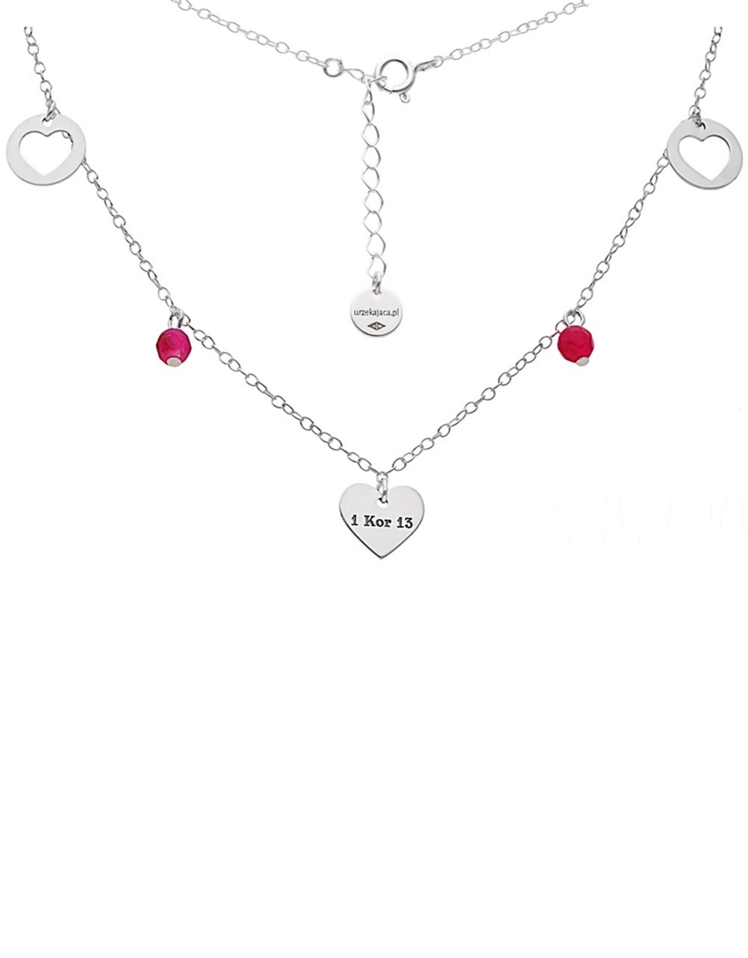Naszyjnik z sercem MIŁOŚĆ (srebrny)
