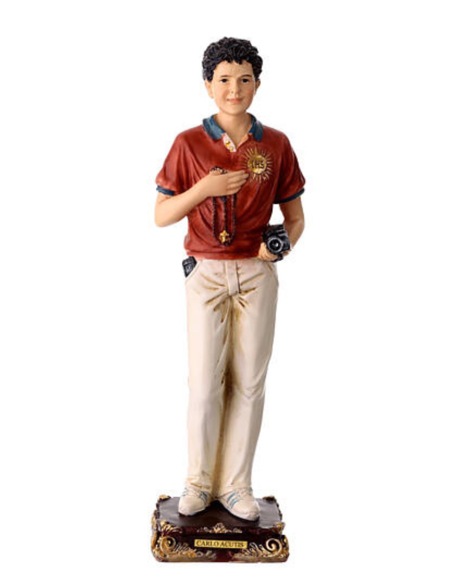 Carlo Acutis z różańcem, figurka duża