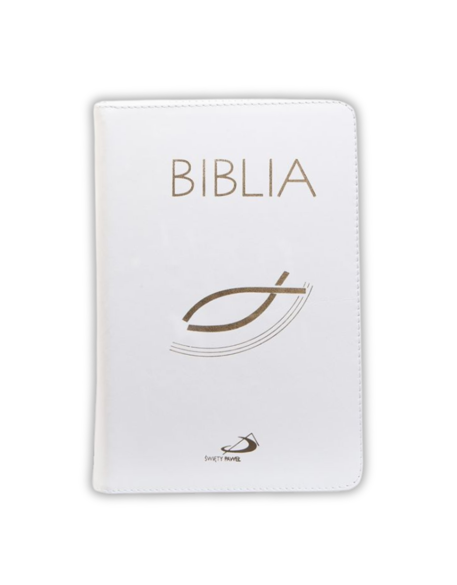 Biblia "z rybką" - oprawa biała z suwakiem